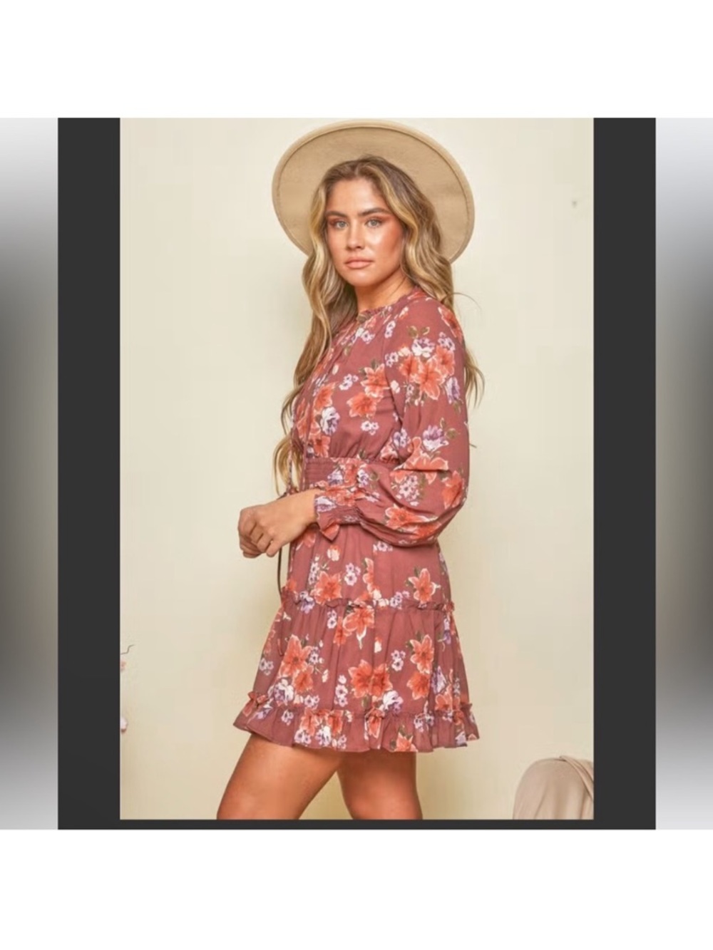 Peach Love Floral Tiered Dress - Picture 3 of 4